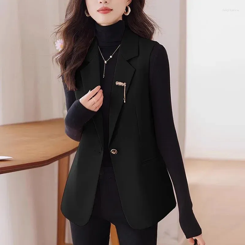 Korean Loose Waistcoat For Women Sleeveless Jacket With Split Design Perfect For Spring And Autumn 2024 From Delightanne 26.27 DHgate.Com