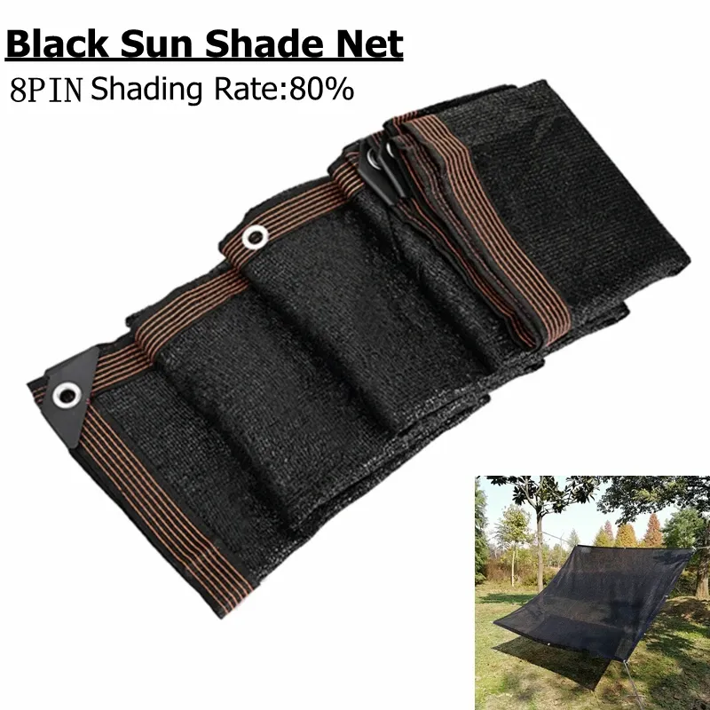 Redes preto pára-sol net 8pin shading80% ao ar livre cobertura de estufa malha cerca privacidade tela jardim planta sol abrigo antiuv