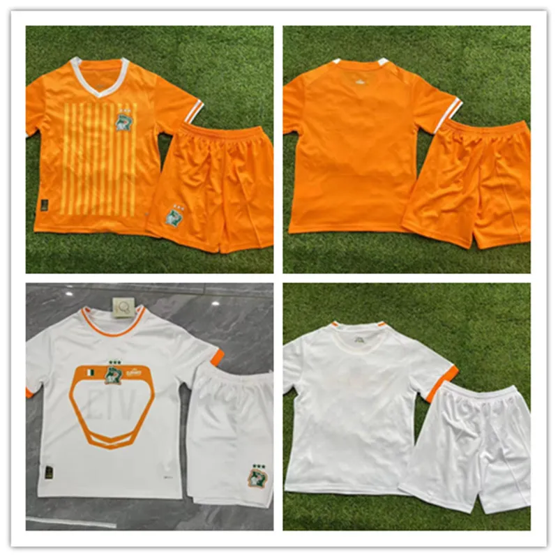 24 25 3 étoiles Jersey de football Côte d'Ivoire Kit enfants Équipe nationale Accueil Côte d'Ivoire DROGBA KESSIE Maillots de football Uniformes Coupe d'Afrique enfants ensemble