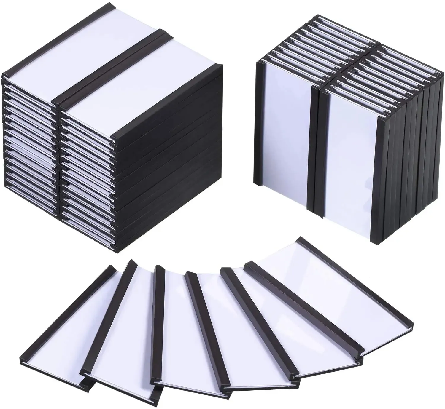 1X2 C-kanaal magnetische labelhouders met papieren inleggers en doorzichtige plastic beschermers Metalen oppervlakbordVervangingsstrips 240318