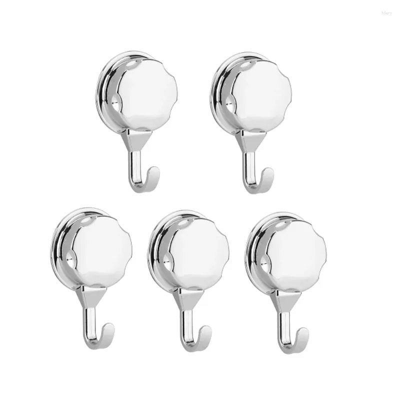 Kitchen Storage 5Pcs Chromed Vacuum Suction Cup Hooks For Towel Bathroom Wall Self Adhesive