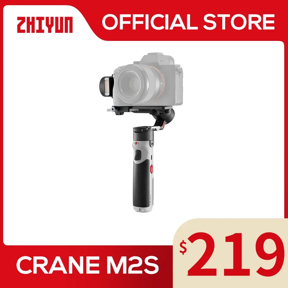 Heads Zhiyun Guindaste Oficial M2S Câmeras Gimbal 3 Eixos Estabilizador Portátil para Sony Canon Action Câmera Compacta Smartphones iPhone 14