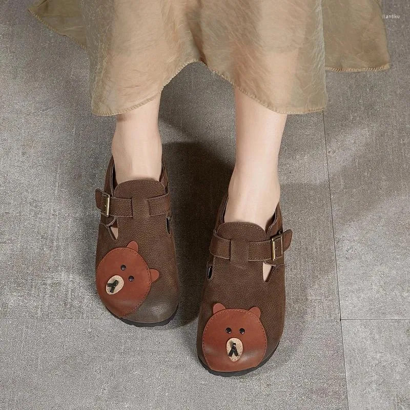 Casual Shoes Spring Loafers Women Leather Flat Slip-On Ladies Ballet Flats äkta handgjorda2024