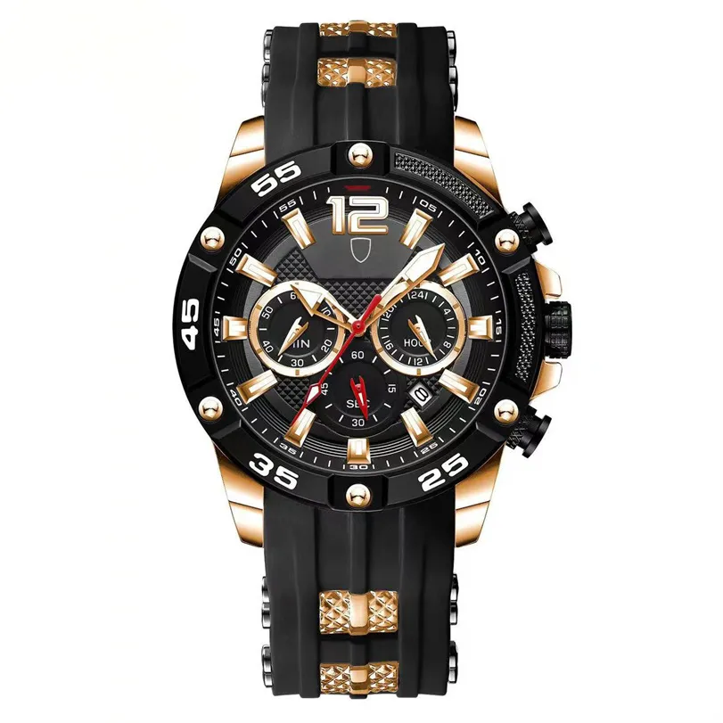 Montre Homme luksusowe męskie zegarek zegarek roboczy robocze Wodoodporne silikonowe kwarc Six Pin Sports Watch Męski hombre