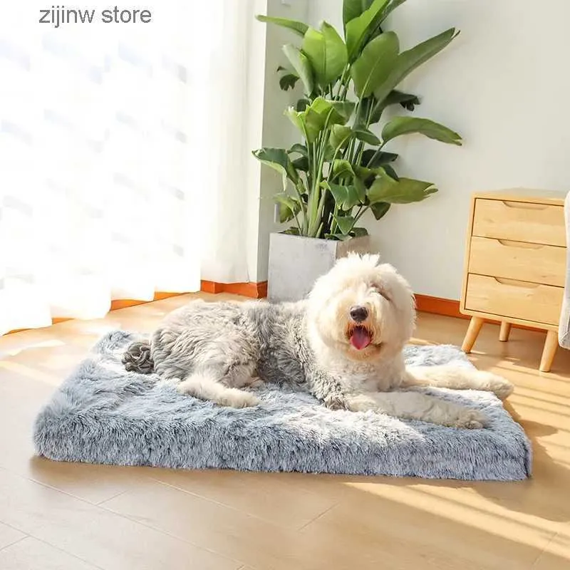 Canelas Canetas Cama de cachorro Cama fofa de animais de estimação longa gato de cachorro com capa removível colchão de colchão para dormir tapete para cães pequenos grandes y240322