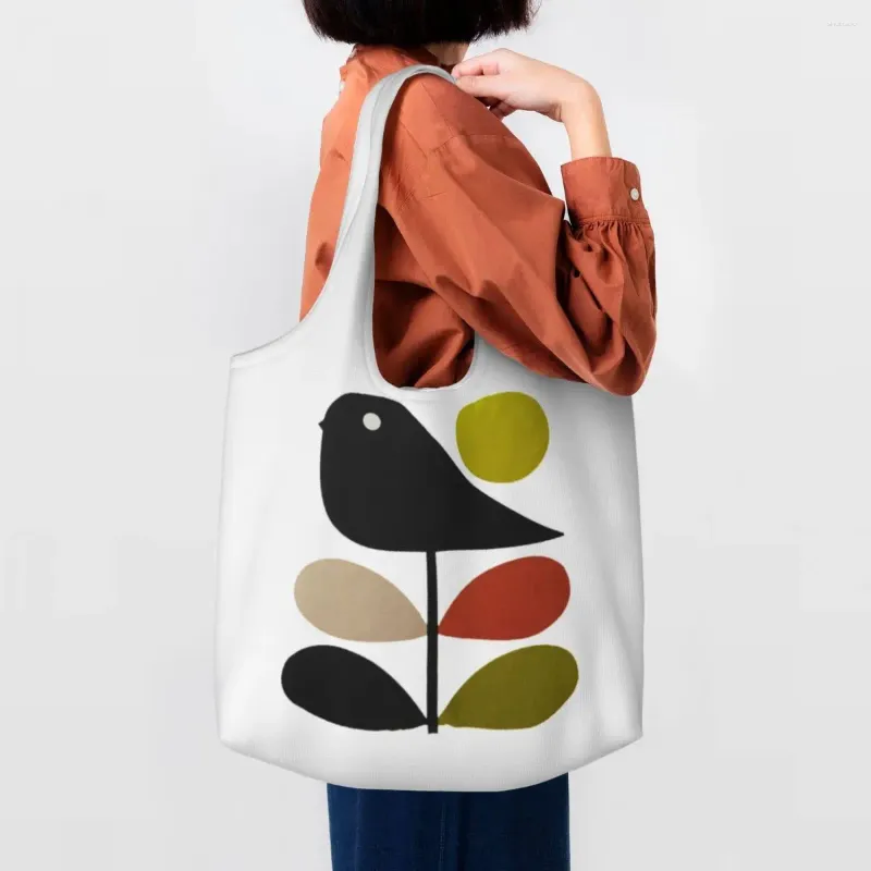 Sacs à provisions Orla Kiely Stem et Bird Sac d'épicerie Toile Shopper Épaule Fourre-tout Capacité Portable Style Scandinave Sac à main