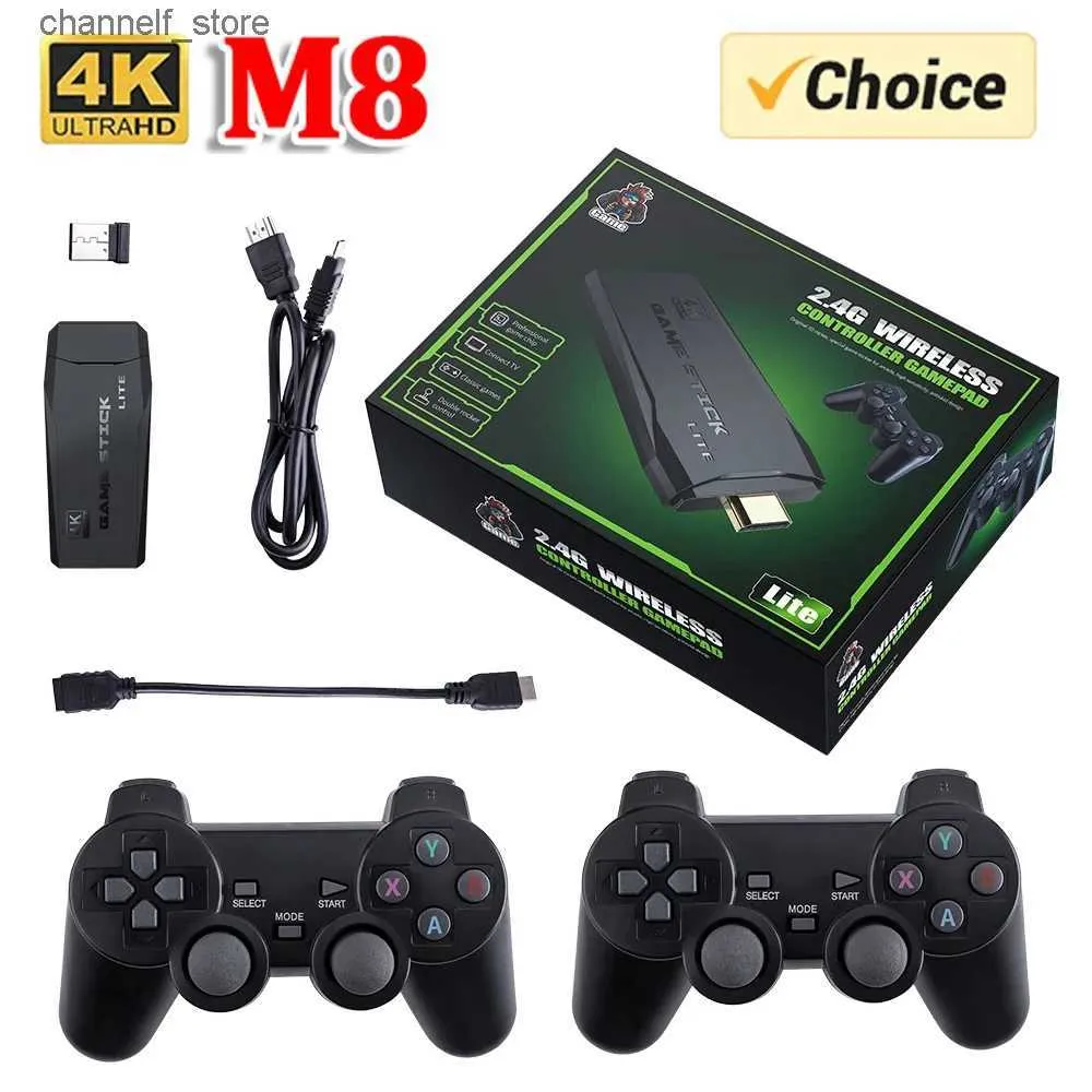Kontrolery gier joysticks grę wideo Stick Lite 4K Gra wideo M8 Console 64 GB podwójna bezprzewodowa kontroler dla 10000 gier retro Kid Xmas Gifty240322