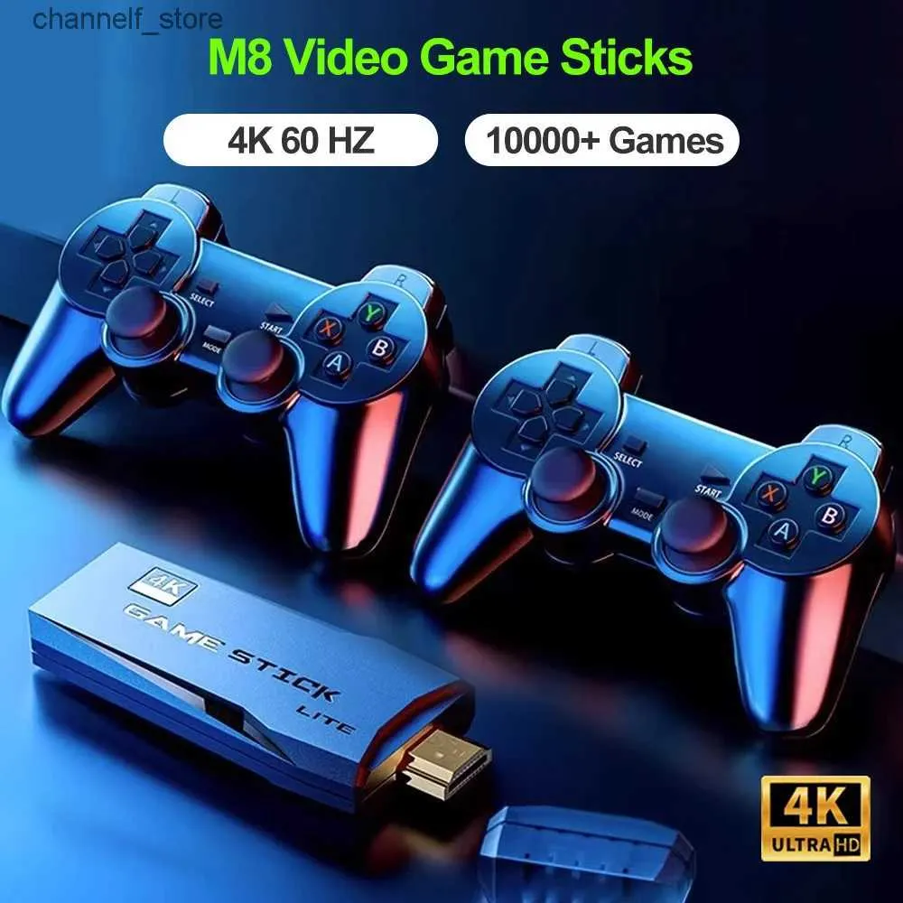 Contrôleurs de jeu Joysticks M8 bâtons de jeu vidéo Console 2.4G Double contrôleur sans fil manette de jeu bâtons 32G 64G 128G jeux rétro pour PS1/GBA/MD enfants cadeauY240322