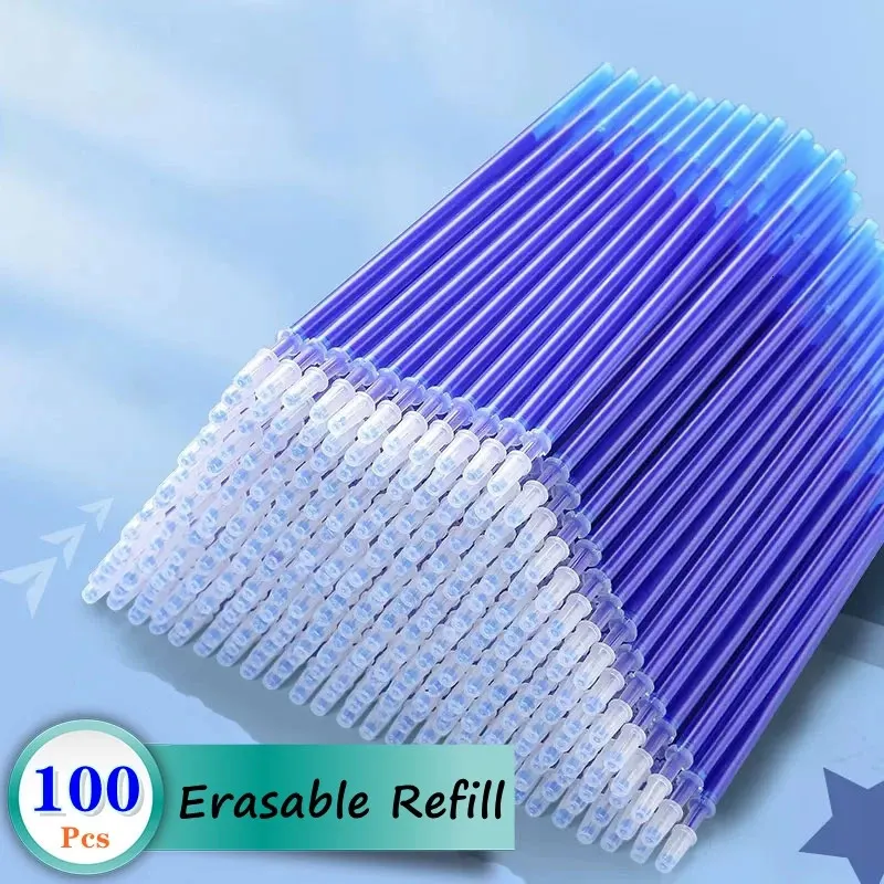 305080100PCSLot 05mm Gel Pen Uitwisbare Refill Staaf Set Blauw Zwarte Inkt Shool Wasbaar Handvat Schrijven Briefpapier Leveringen 240320