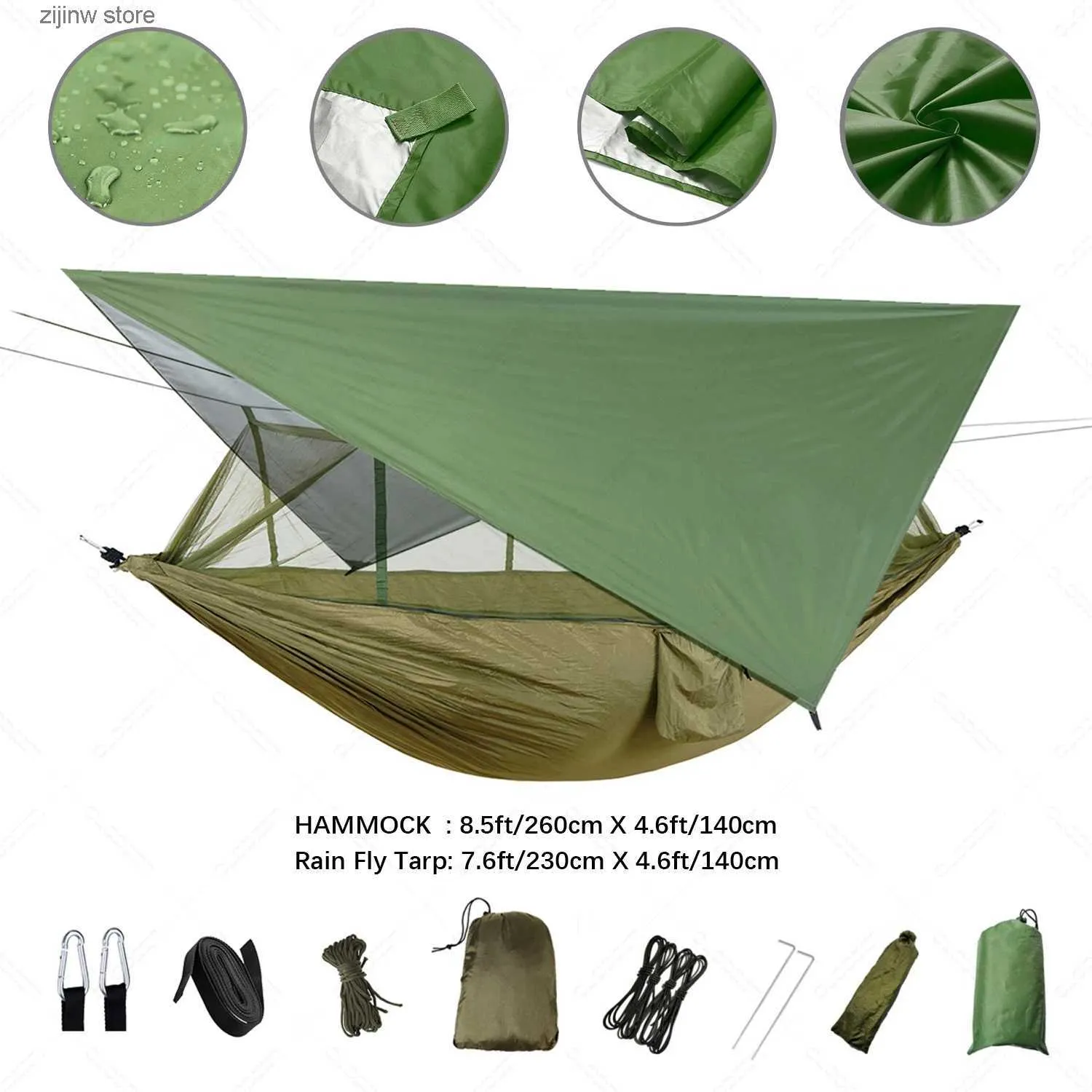 Hammocks açık kamp hamakları, sivrisinek ağları ve kanopileri ile barınak kamp yatakları ve taşınabilir hayatta kalma hamakları y240322