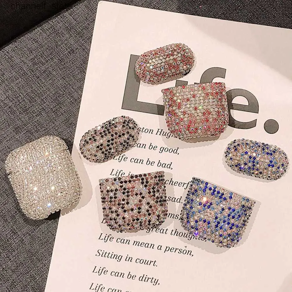 Kopfhörerzubehör Luxus-Kopfhörerhüllen für AirPods Pro 2 1 Niedliche Hülle für AirPod Air Pods Pro 2 3 Bling Diamond Hard Shell Schutzhülle Y240322