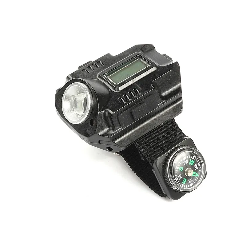 Kompas 3 in 1 multifunctioneel LED-polshorloge voor buiten, zaklamp, kompas, laserlicht, fietsen, hardlopen, bergbeklimmen, nachtlampje
