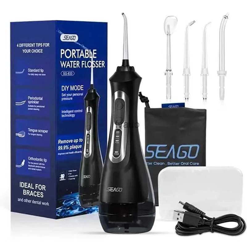 Andra apparater Seago Oral Irrigator Portable Sink USB Laddningsvattenstråle IPX7 Dental 200 ml Vattenbehållare H240322