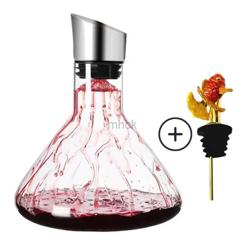 Bar Tools Practical Exquisite Combination 1500ml Waterfall Fast Decanter with Goldfish Pourer Fashion Holiday Gift Wine Bottle Bar Tools 240322