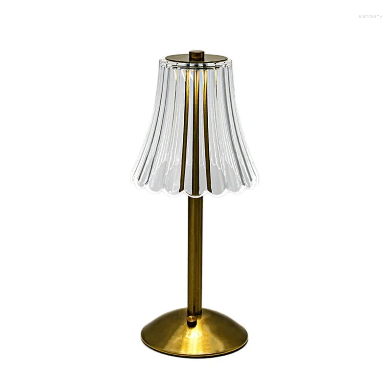 テーブルランプ1セットLEDクリスタル装飾ランプ800MAH充電式の雰囲気の夜のライトゴールドレストランカフェ