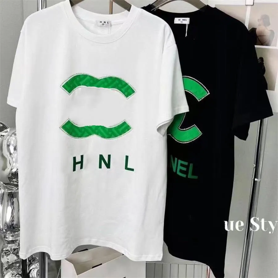 Womens tea t-shirt famous designer rhinestone letter pattern casual hip-hop enthusiast short sleeved top fashionable summer outfit