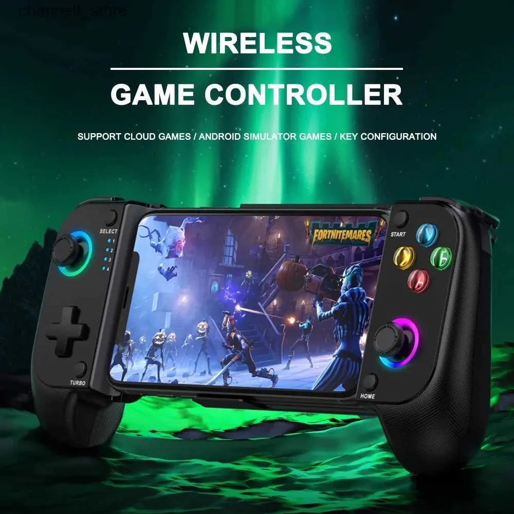 Controladores de jogo Joysticks Saitake 7007F RGB Wireless Bluetooth Connection para Cloud Gaming Switch / Android / iOS Mobile Phone Hall effect GamepadY240322