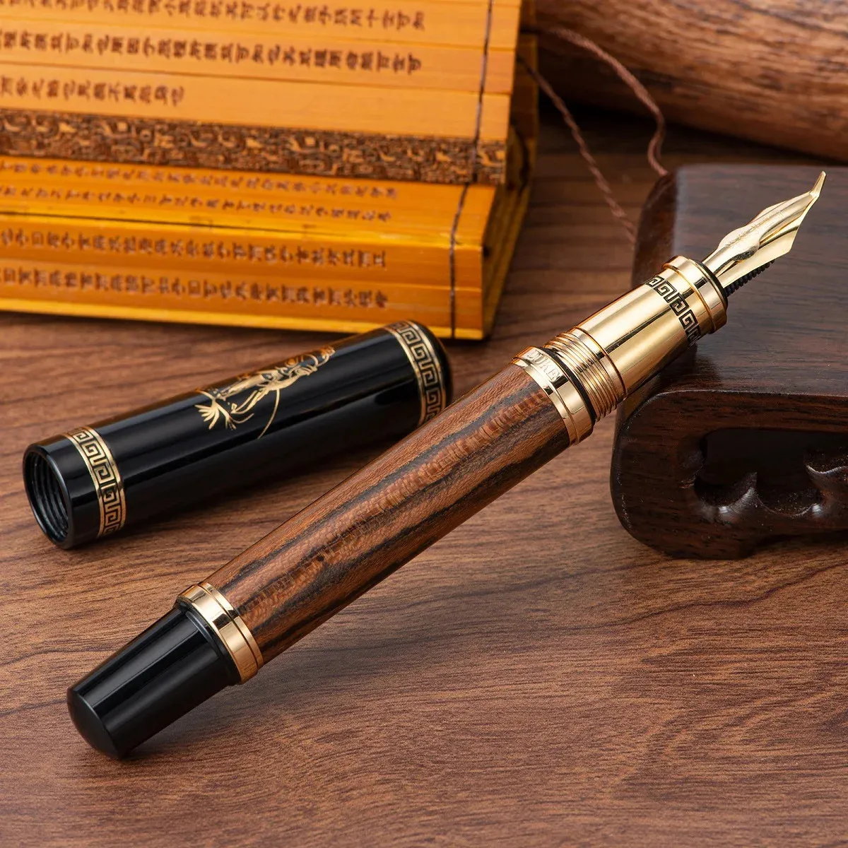 Duke 551 деревянная авторучка для каллиграфии с изогнутым наконечником, металлическая ручка большого размера, натуральная деревянная ручка для письма ручной работы, подарочная ручка 240307