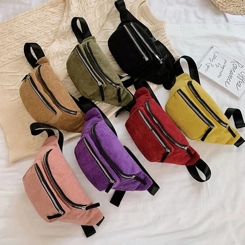 Midjepåsar Kvinnor Corduroy Bag Luxury Designer Canvas Ladies Fanny Pack Fashion Money Phone Chest Female Banana Bum Belt