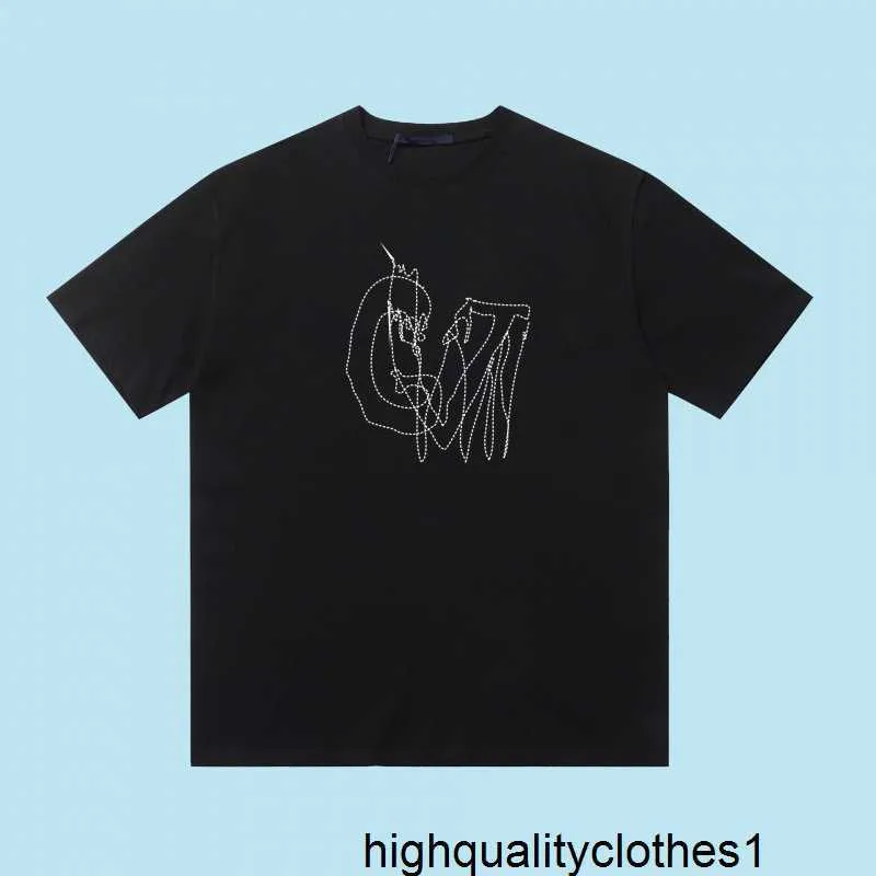 Designer Version haute âne maison avant et arrière motif sonore électrique brodé contraste noir à manches courtes col rond t-shirt polyvalent hommes et femmes H1