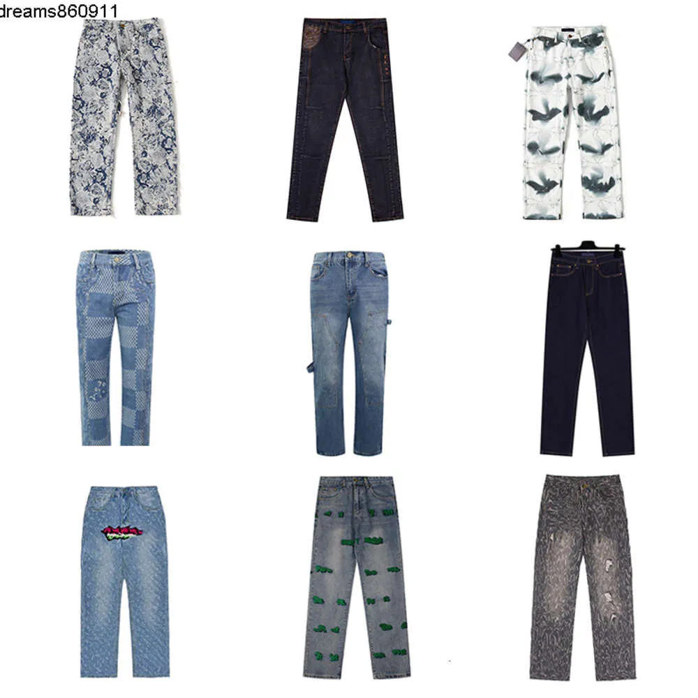 Designer Jeans Mode Luxe Patchwork Denim Street Femmes Lettre Loisirs Pantalon unisexe à jambe droite Hip Hop Skinny Droit Coloré {Catégorie}