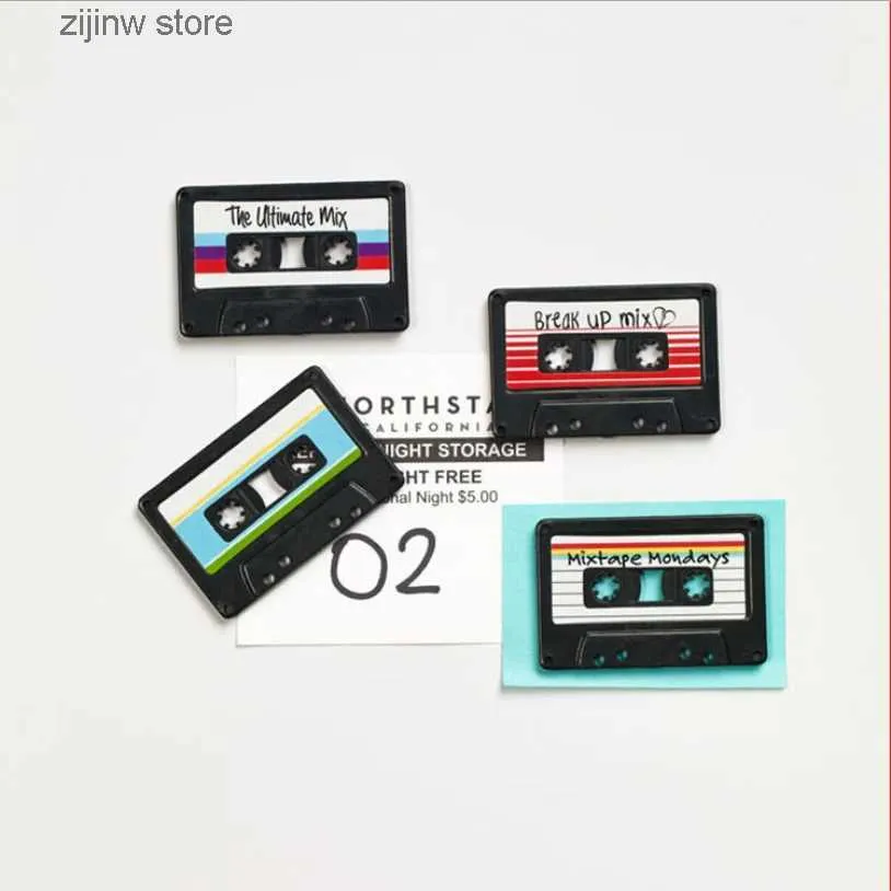 Fridge Magnets 4pieceset nostalgic cassette recorder refrigerator magnet cute souvenir gift home refrigerant decoration magnetic stickers toy home decoration Y