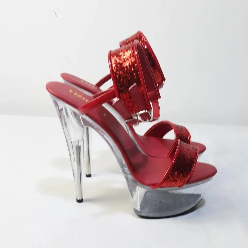 Chaussures de danse élégantes en cristal, talons Ultra hauts sexy de 15cm, pour spectacle/étoile/modèle