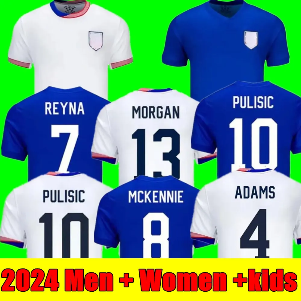 2024 Pulisic USA Soccer Jerseys Reyna Aaronson Weah Acosta McKennie 24 25 Maillot de Futol Ferreira Dest Morgan Football Shirt Rapinoe Dunn Män kvinnors kit