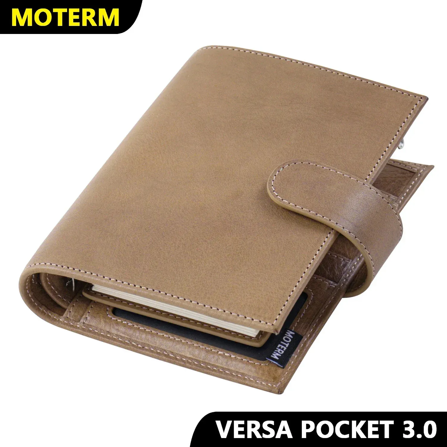 Moterm Pocket Versa 30 Ringen Planner Volnerf Plantaardig Gelooid met 19mm Portemonnee Multifunctionele Agenda Dagboek Journal Kladblok 240311