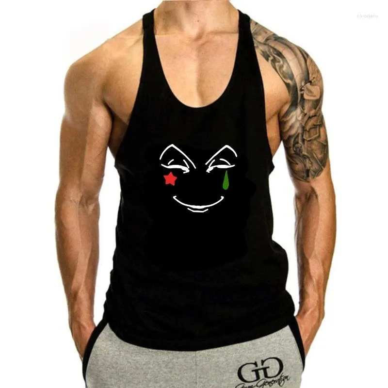 Tanktops voor heren Mode 2024 Trend Top Heren Zomerstijl Hisoka Face X Anime Mouwloos Zwart