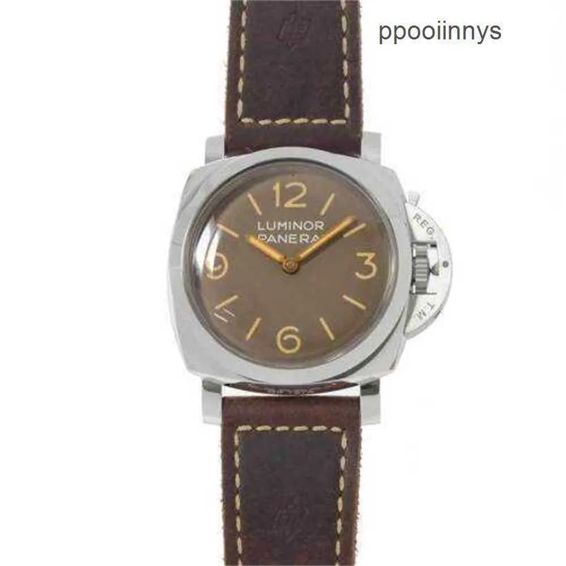 Herrpaneraiss klockor mekaniska Paneraiss Luminor Brown Dial Luxury full rostfritt stål vattentäta armbandsur av hög kvalitet automatisk mekanisk