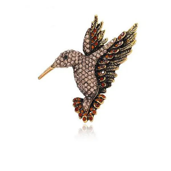 Broches colibri en strass pour femmes et hommes, broches animaux Vintage, cadeaux