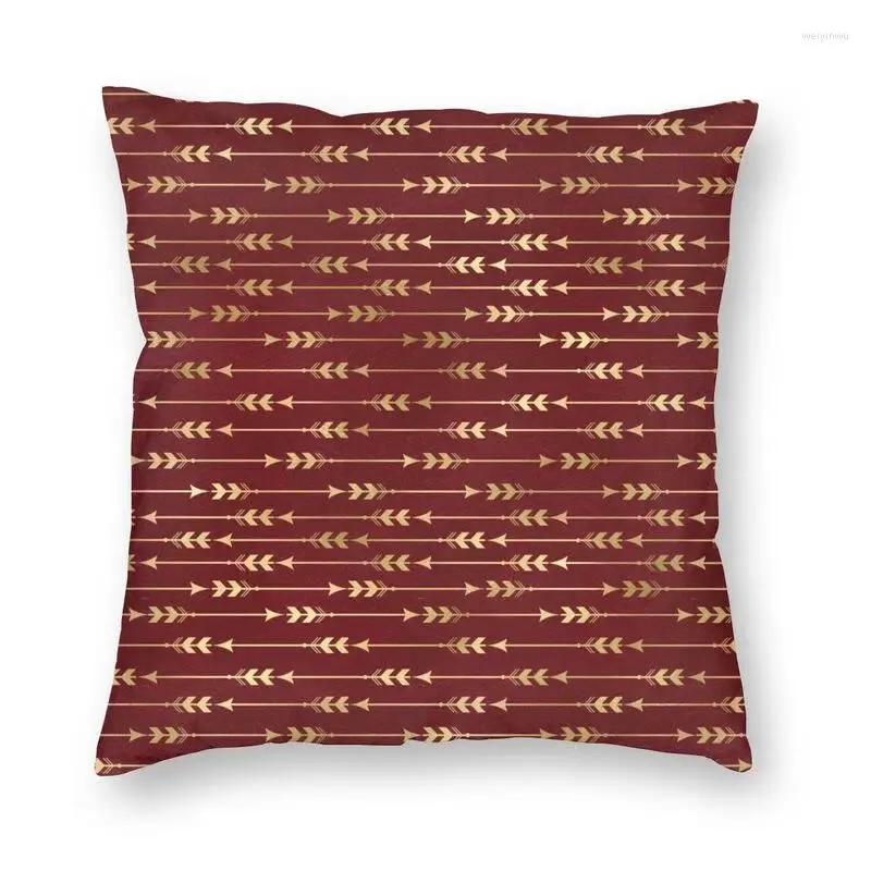 Pillow Nordic Golden Arrows Bohemian Burgundy Red Leather Sofa Cover Soft Vintage Throw Case Home Decor