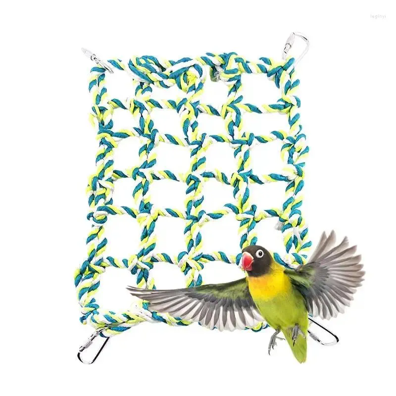 Other Bird Supplies Climbing Ladder Braided Washable Rope Net For Birds Resting Toys With 4 Metal Hooks Ferrets Hedgehog