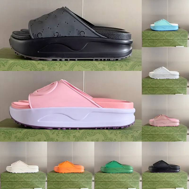 Luksusowe sandały designerskie damskie platforma buty damskie grube podeszwa makaronowe litery blokujące się makaronowe listy płytowe różowe czarne białe slajdy kapcie sandale claquette
