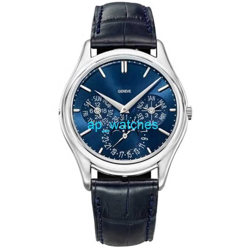 Luxury Watches Pateksphilipes Super Complex Function Chronometer Series 5140P Blue Disc PT950 Automatic Mechanical Mens Watch FUN MF