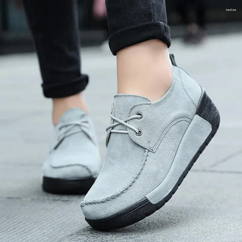 Casual Shoes Fashion Women Plat Spring and Autumn Driving Slip on Rubber Korean Style Nursing Moccasins Platform Loafers