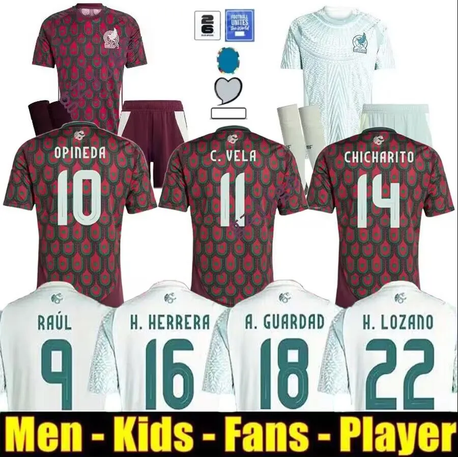 Mexiko 2024 2025 Copa America Raul Chicharito Soccer Jerseys Lozano dos Santos 24 25 H.Lozano Men Kids Football Shirts Uniforms Fans Player Version