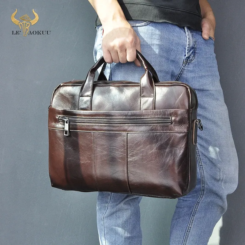 Рюкзак из масляной восковой кожи с кофейным дизайном, деловой портфель 15 дюймов, чехол для документов для ноутбука, модная сумка-мессенджер, сумка-тоут, портфель 9022b