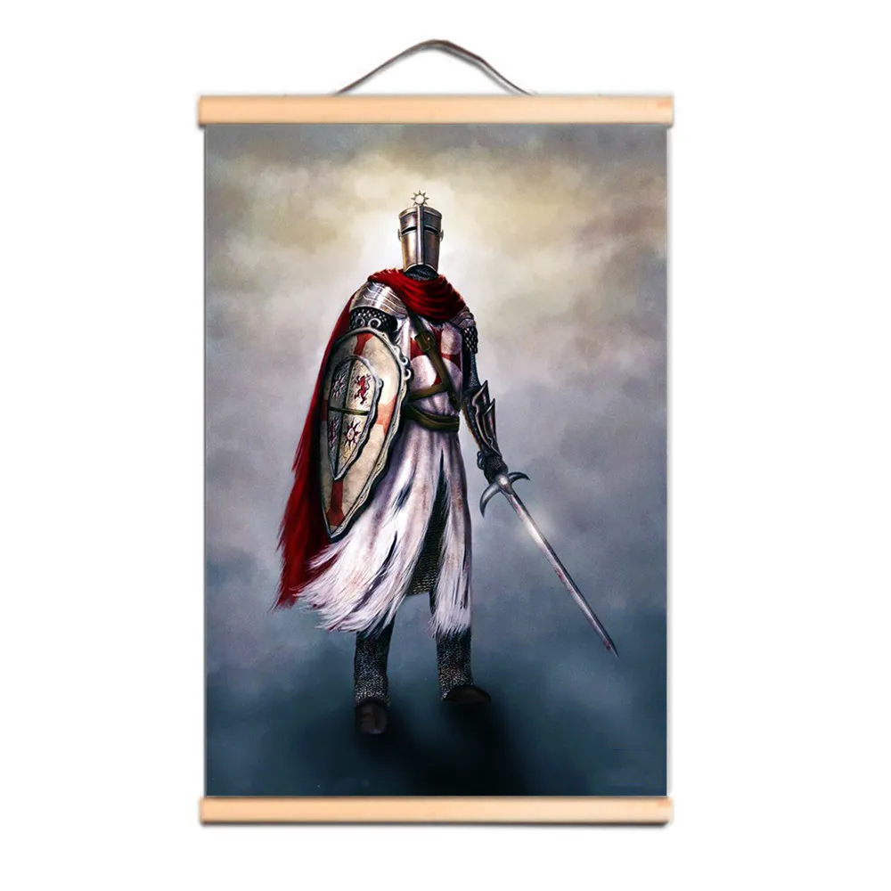 Upgrade uw kamerwanddecoratie met Tempelierskunstposter Wandkaarten - Vintage Armor Warrior Artwork Houten rolschildering CD30