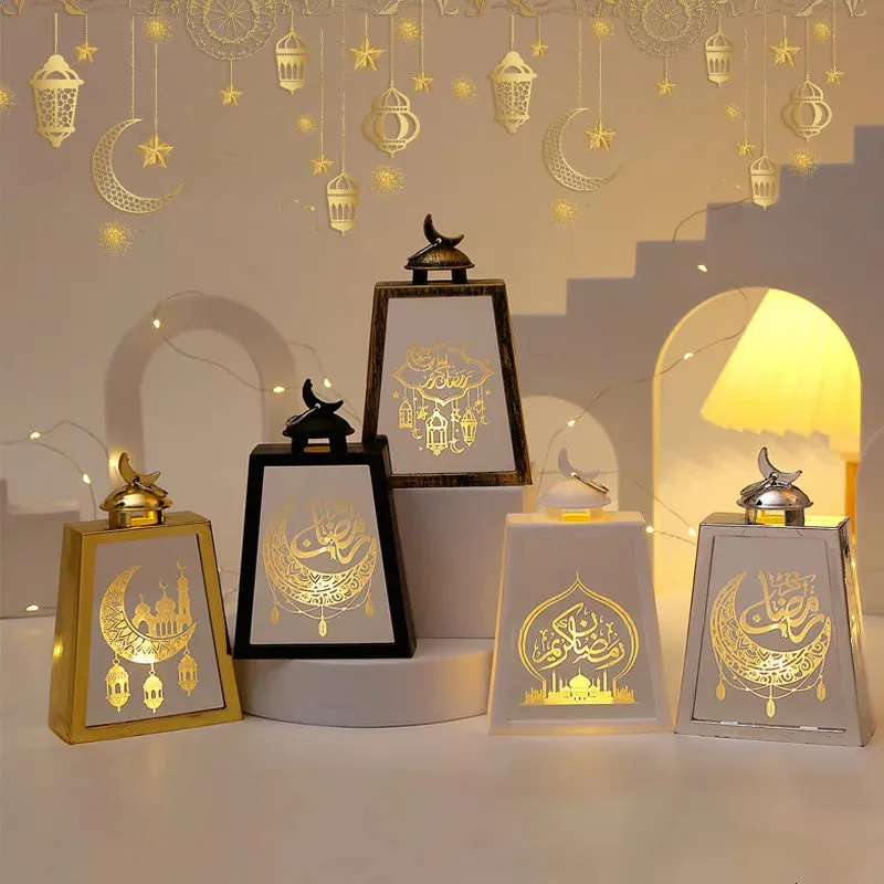 Eid Mubarak LED Light Lampy Candlestick Lampy Ramadan Dekoracja Islamska Muzułmańska Party Świeca