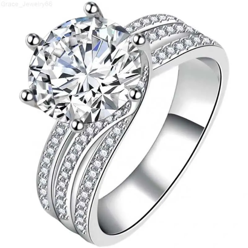 Fede nuziale Moissanite per donna Fascia in argento sterling 925 D Colore VVS Gioielleria raffinata con fidanzamento con diamanti con Gra