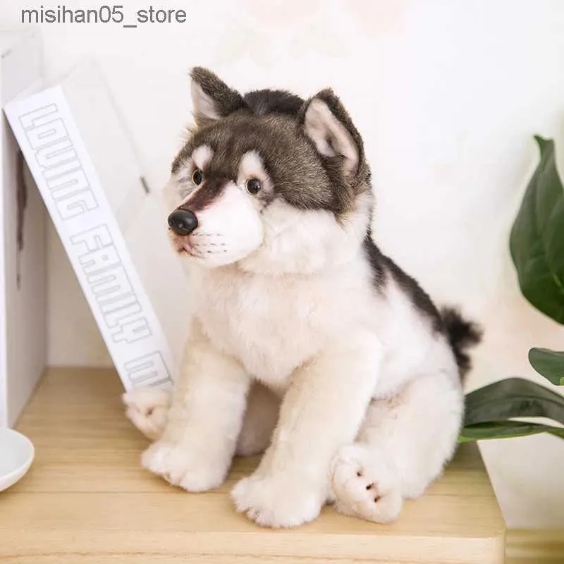 Poupées en peluche Kawaii bébé poupée Simulation chien et loup en peluche jouet vie remplissage poupée pour animaux de compagnie doux Anime décoration jouet cadeau pour enfants Q240322