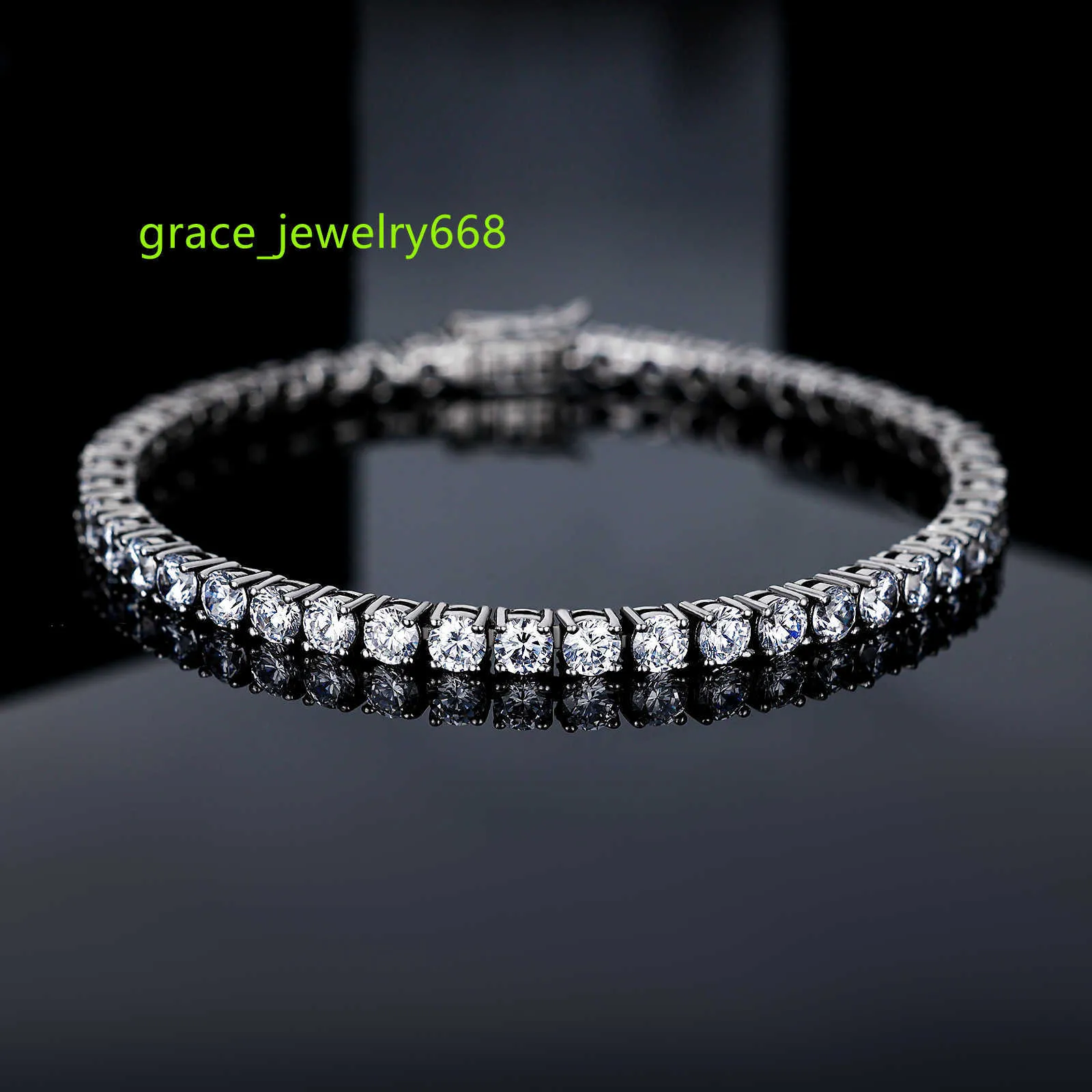 Grace Jewelry – Bracelet de Tennis en argent Sterling 925 glacé, CVD HPHT, diamant cultivé en laboratoire VVS Moissanite, pour hommes et femmes