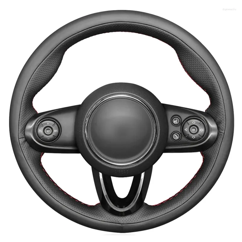 Steering Wheel Covers Black Genuine Leather Car Cover For Mini Cooper Coupe Clubman Countryman 2014-2024