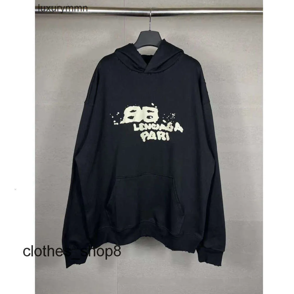 Designer hoodie balencigs mode hoodies hoody mens tröjor hög kvalitet korrekt utgåva bb handmålad graffiti speckle tryck varumärke löst sw 1rb4