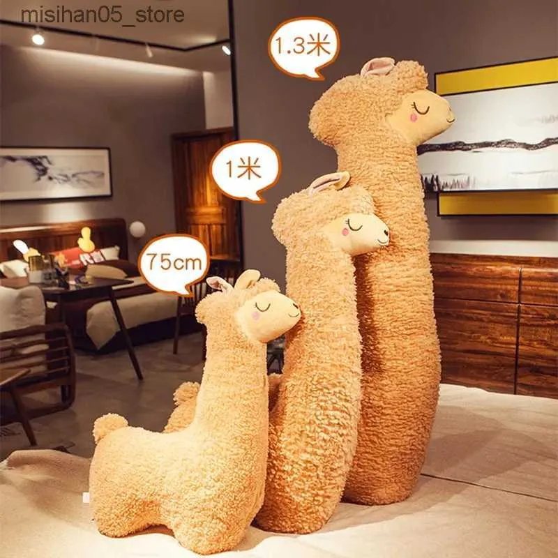 Muñecas de peluche 130 cm lindo alpaca peluche juguete japonés alpaca relleno suave lindo alpaca animal muñeca dormir almohada ropa de cama en casa Q240322