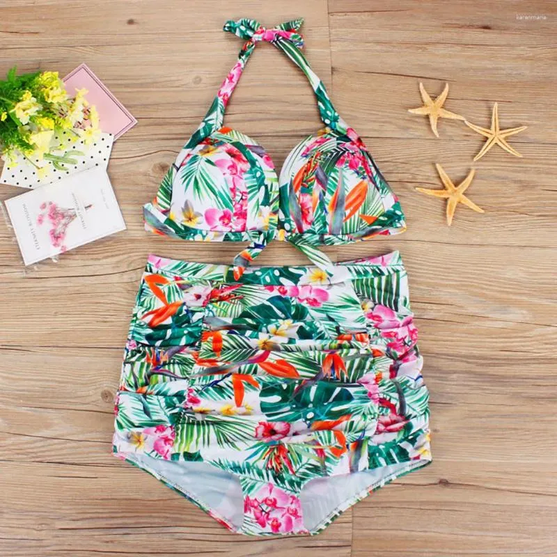 Women's Swimwear Plus Size Hollow Out Tankini Set Women Swimsuit Clothing Print Patchwork Two Piece Mujer Suit Summer