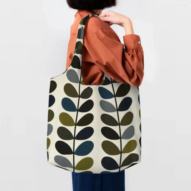 Shopping Bags Cute Recycling Printed Scandinavian Orla Kiely Multi Stem Tote Portable Canvas Shoulder Shopper Handbag