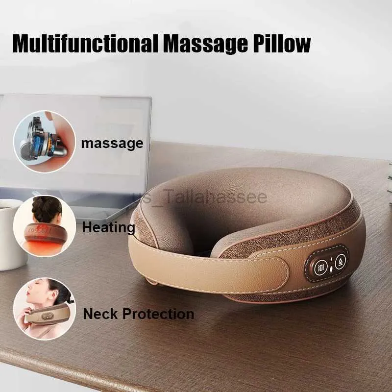 Massera nackkudde Electric U-formad massager kudde multifunktion minnes skum flygplan rese nacke kudde varm kompress relax cervikal support 240322